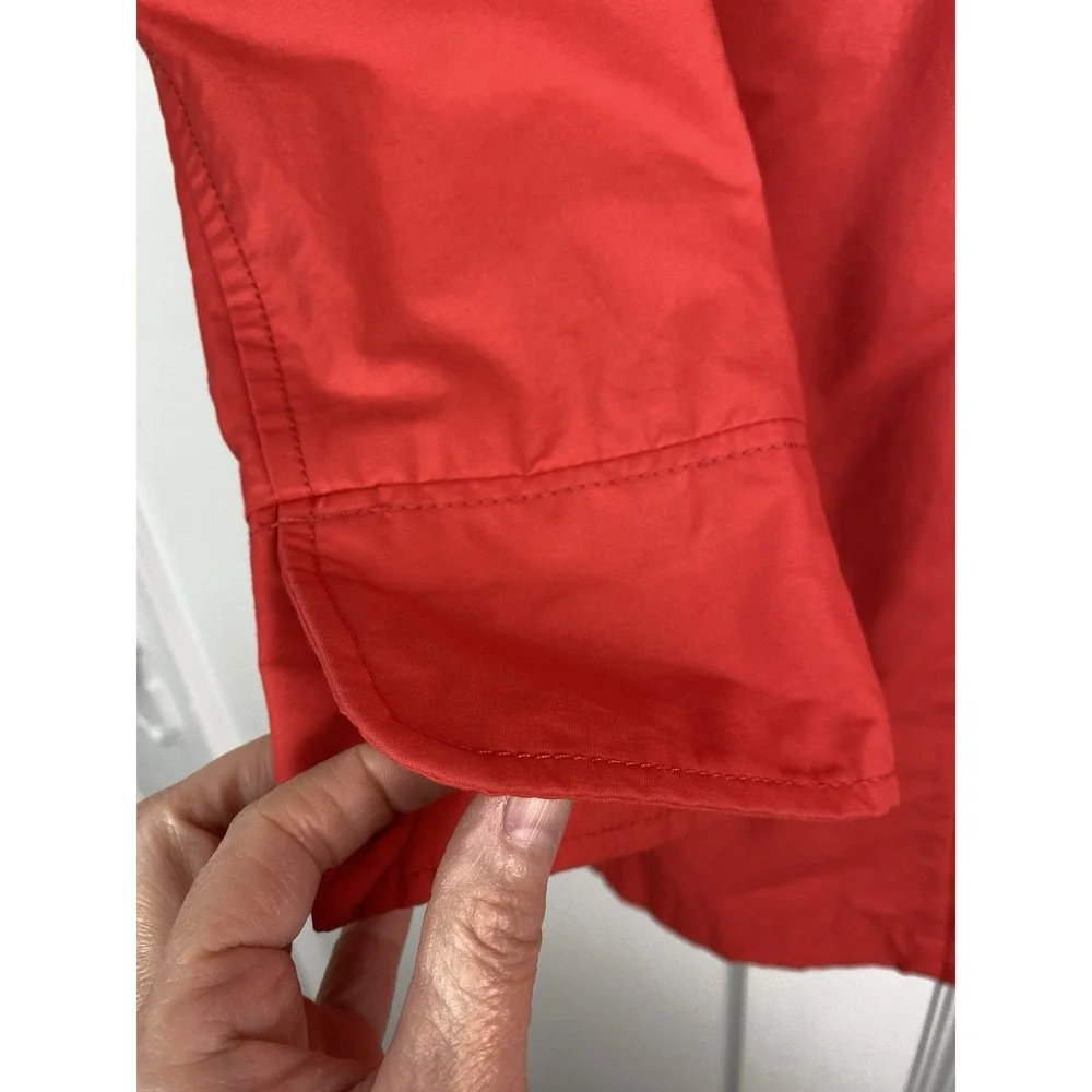 Eddie Bauer Women's M Red Cotton Nylon Blend Lined Button Up Mid-Length Coat